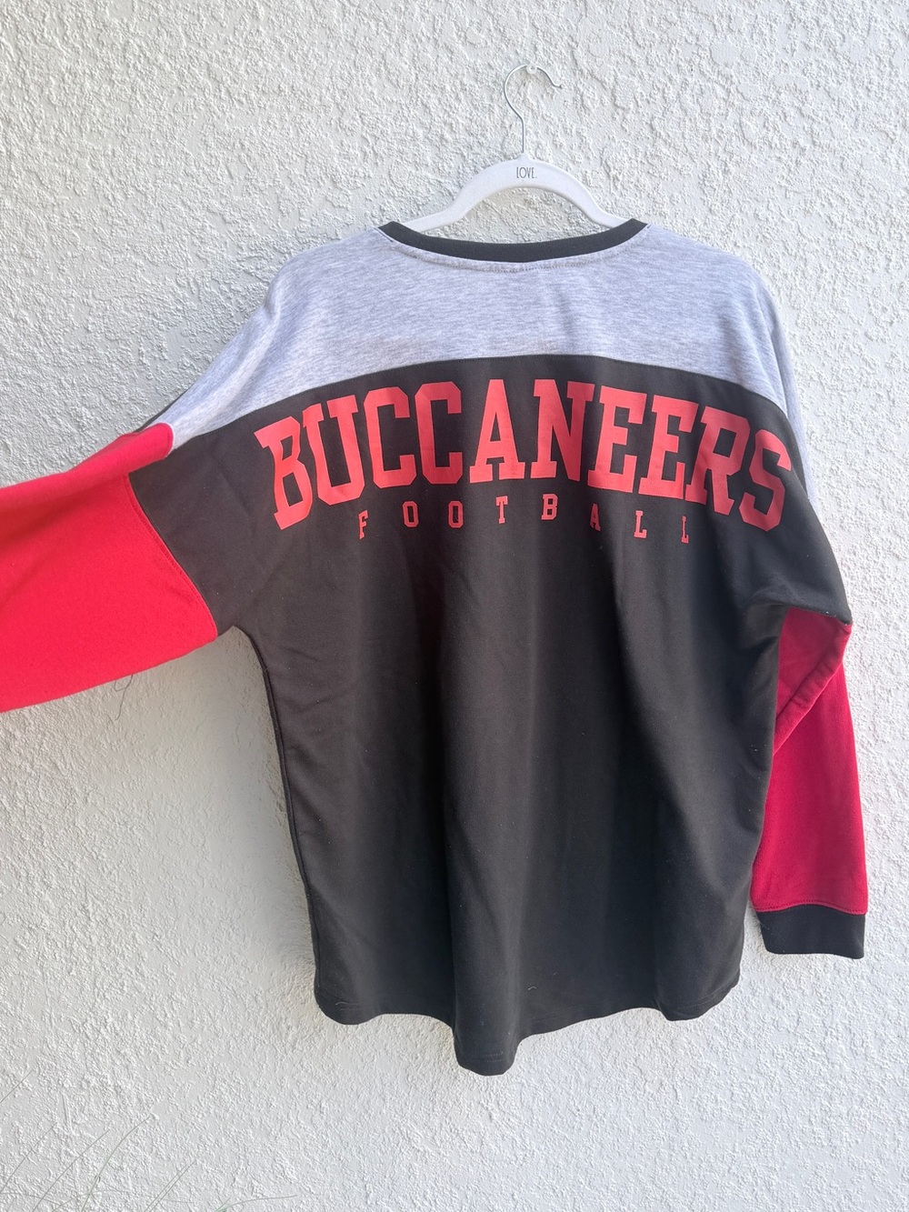 Buccaneers Colorblock Long Sleeve Shirt - Black/Red/Grey